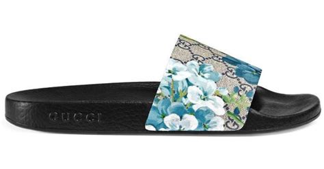 gucci blue flower shoes